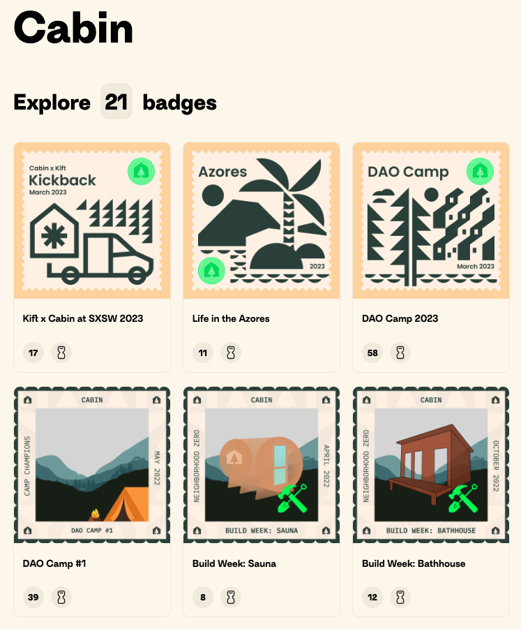 Stamps offer a vibe-check for Cabin Citizens based on their past participation